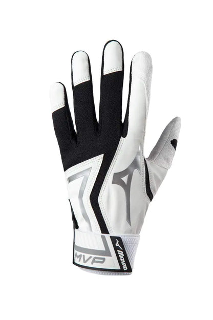 Mizuno MVP Baseball Batting Gloves Youth T-Ball White/Black