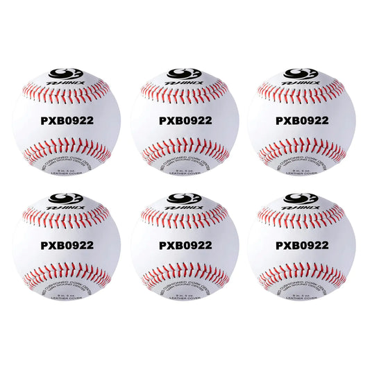 PHINIX Split Leather Baseball Competition Grade and Training Baseball (9 inch 6 Balls)