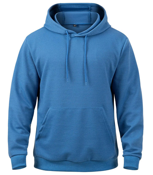 MANSDOUR Mens Lightweight Hoodie Active Long Sleeve Hooded Sweatshirts for Men Casual Waffle Knit Hoodies Fashion Streetwear Drawstring Pullover Workout Gym Sport Sweatshirt with Kangaroo Pocket