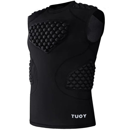 TIAXU TIAXU Mens Football Rib Protector Chest Shoulder Sleeveless Vest Padded Shirt for Aldult Football Rugby Softball T Ball Heart Sternum Guard