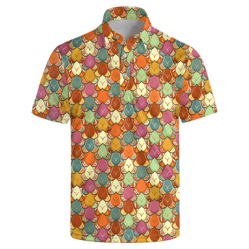 Nhgohv 70s Costume 70s Outfits for Men 70s Themed Clothes 70s Golf Polo Shirts for Men Hippie Clothes Retro Floral Orange XL