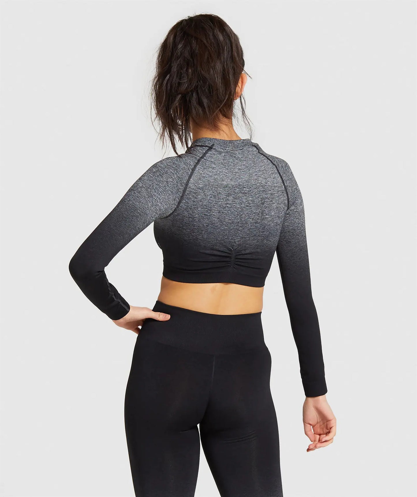 Seamless Gradient Multicolor Long Sleeve Gym Outfit