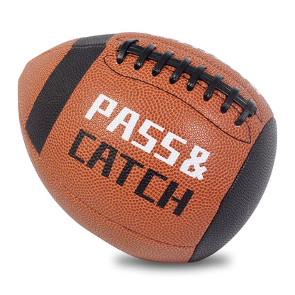 KUYOTQ PassCatch Fatherless Training Football for Kids/Youth (Ages 5-13) Soft Leather Bounce Back Football Training Equipment Improving Ball Handling Shooting Passing Skills (Deflated)
