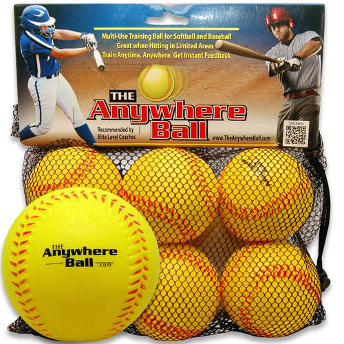The Anywhere Ball Baseball & Softball Foam Training Ball (6 Pack Bundle)