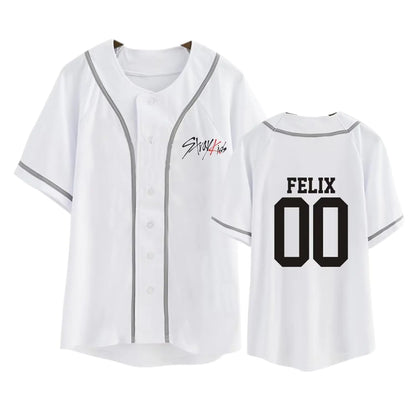 Aopostall Kpop StrayKids Baseball Jersey Hyunjin Jisung Changbin Support Tee for Men Women